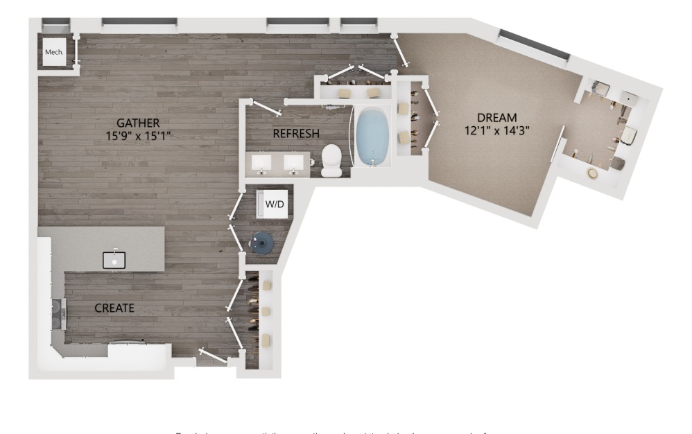 1 bedroom 1 bathroom floorplan what are the best luxury apartments for rent in Philadelphia with a swimming pool Rivermark Northern Liberties luxury waterfront apartments 