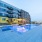 resort style pool with lounge chairs by building Rivermark Northern Liberties Philadelphia PA luxury apartments 